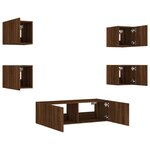 vidaXL Meuble TV muraux 5 Pièces avec lumières LED chêne marron