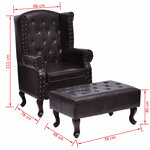 vidaXL Fauteuil avec repose-pied Marron foncé Similicuir