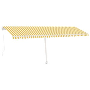 vidaXL Auvent manuel rétractable sur pied 600x350 cm Jaune/Blanc