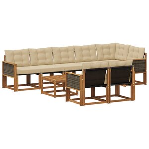 vidaXL Ensemble de canapés d'extérieur 9 pc Naturel et Beige