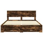 vidaXL Cadre de lit Chêne fumé 200 x 200 cm Bois d'ingénierie