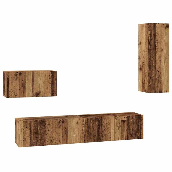 vidaXL Meuble TV mural 4 Pièces Bois Ancien Bois d'ingénierie