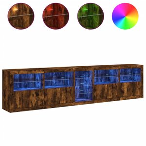 vidaXL Buffet avec lumières LED chêne fumé 283x37x67 cm