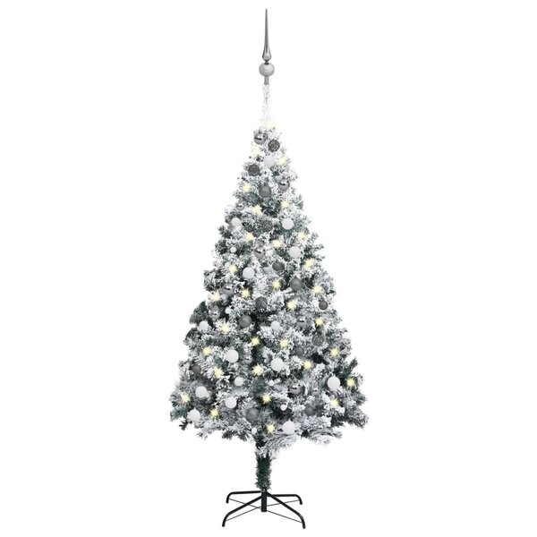 vidaXL Arbre de Noël artificiel pré-éclairé et boules vert 180 cm PVC