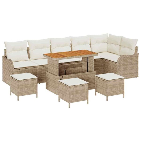 vidaXL Ensemble de canapé de jardin avec coussin 10 Pièces Beige  Crème