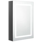 vidaXL Armoire de salle de bain à miroir LED gris brillant 50x13x70 cm