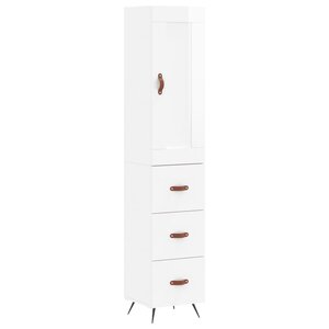 vidaXL Buffet haut Blanc brillant 34 5x34x180 cm Bois d'ingénierie