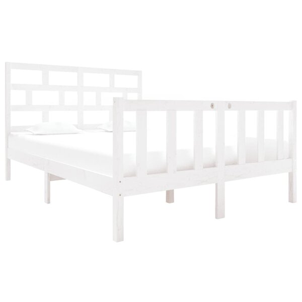 vidaXL Cadre de lit sans matelas blanc bois de pin massif