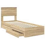 vidaXL Lit de Rangement Chêne Sonoma 75 x 190 cm Bois d'ingénierie