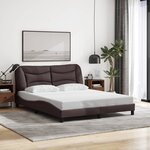 vidaXL Cadre de lit avec LED sans matelas Hvar marron foncé 160x200cm tissu