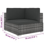 vidaXL Chaise d'angle sectionnelle avec coussins résine tressée gris