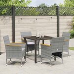 vidaXL Ensemble de salle à manger pour jardin 5 Pièces Gris Poly rotin