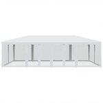 vidaXL Tente de fête avec 12parois latérales en maille blanc 8x4m PEHD