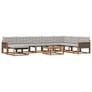 vidaXL Ensemble de canapés d'extérieur 9 Pièces Naturel et gris clair