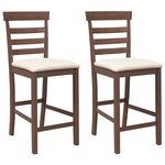 vidaXL Tabourets de bar avec coussins 2 Pièces marron bois massif d'hévéa