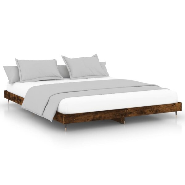 vidaXL Cadre de lit sans matelas chêne fumé 200x200 cm bois ingénierie