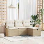vidaXL Ensemble de canapé de jardin avec coussin 4 Pièces beige et crème