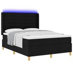 vidaXL Lit à ressorts avec matelas Noir 140 x 190 cm tissu
