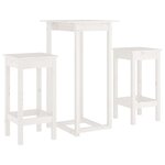 vidaXL Ensemble de bar 3 Pièces Blanc Bois de pin massif