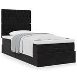 vidaXL Cadre de lit ottoman avec matelas noir 90x200 cm velours