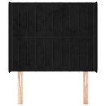 vidaXL Tête de lit avec oreilles Noir 93x16x118/128 cm Velours