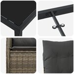 vidaXL Set de dîner de jardin 7 pièces avec coussins gris en rattan