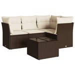 vidaXL Salon de jardin avec coussins 5 Pièces marron résine tressée