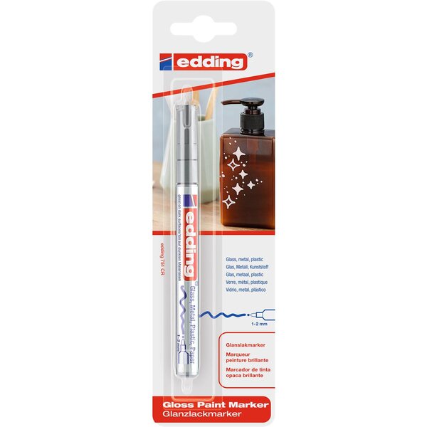 Marqueur Peinture brillante 751 blister de 1 argent 1-2 mm EDDING
