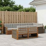 vidaXL Ensemble de canapés d'extérieur 7 Pièces Naturel et gris clair