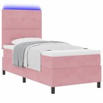 vidaXL Lit à ressort LED avec matelas Rose 80 x 200 cm Velours