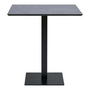 Table de café mélamine pierre foncée base en métal noir 70 x 70 x 75 cm