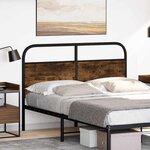 vidaXL Tête de lit chêne fumé 135 cm acier et bois d'ingénierie