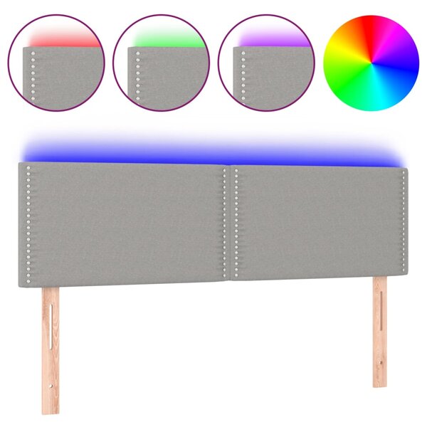 vidaXL Tête de lit à LED Gris clair 144x5x78/88 cm Tissu