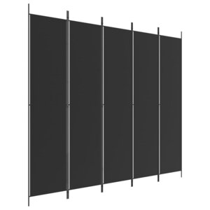vidaXL Cloison de séparation 5 panneaux Noir 250x220 cm Tissu