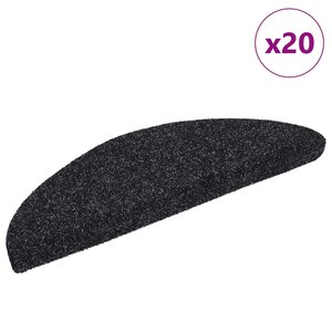 vidaXL Tapis d'escalier autocollants 20 pièces 56 x 17 x 3 cm Noir Demi-rond