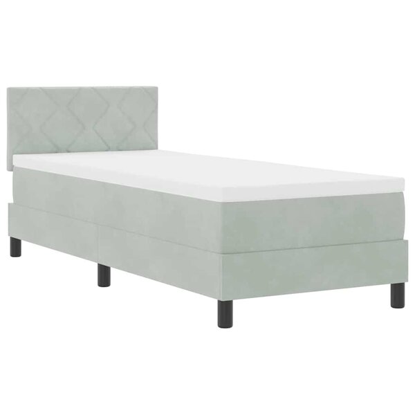 vidaXL Lit à ressorts avec matelas Gris clair 80 x 200 cm Velours