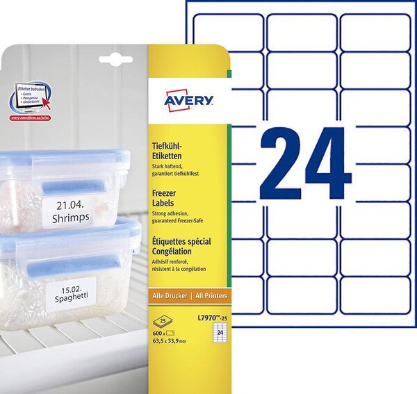 600 étiquettes spéciales congélation 63,5 x 33,9mm - l7970-25