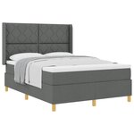 vidaXL Lit à ressorts avec matelas Gris foncé 160 x 200 cm tissu