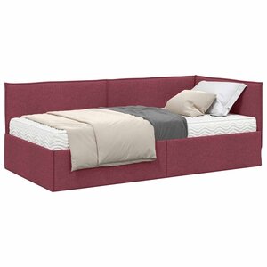 vidaXL Cadre de lit d'angle avec matelas 2 Pièces Gris Velours