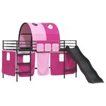 vidaXL Lit mezzanine pour enfants Noir et rose 79 5 x 200 cm Métал