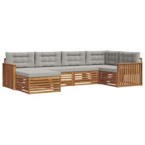 vidaXL Ensemble de canapés d'extérieur 6 Pièces Gris Naturel et Clair