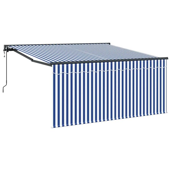 vidaXL Auvent Rétractable Bleu et anthracite 350 x 250 cm