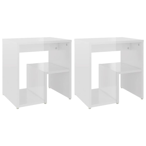 vidaXL Tables de chevet 2Pièces blanc brillant 40x30x40cm bois ingénierie