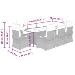 vidaXL Ensemble à manger de jardin 9Pièces coussins noir résine tressée