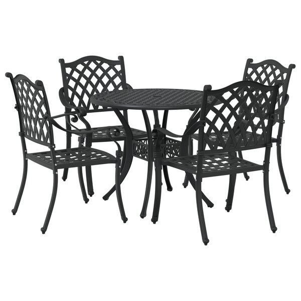 Set de table de jardin 5 pièces en aluminium noir