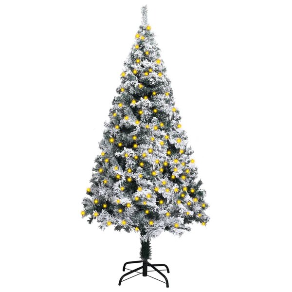 vidaXL Sapin de Noël artificiel pré-éclairé et flocons de neige vert