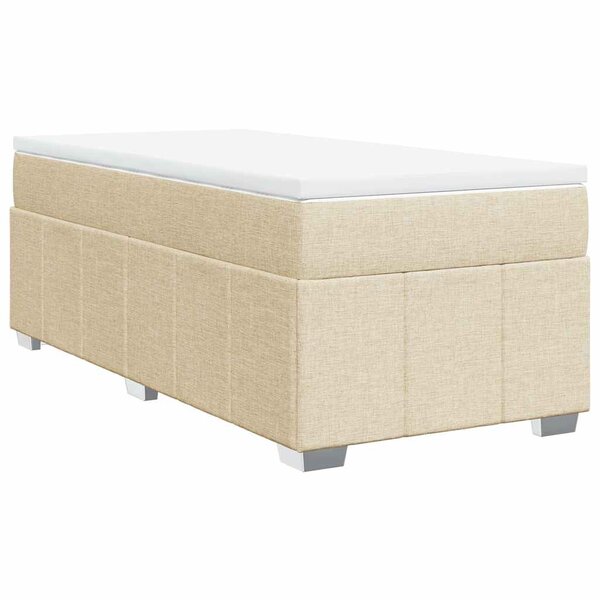 vidaXL Sommier à lattes de lit avec matelas Crème 100x200 cm Tissu