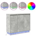 vidaXL Buffet LED Gris béton 90 x 32 x 75 cm Bois d'ingénierie