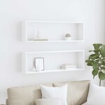 vidaXL Étagères cube murales 2 Pièces blanc 100x15x30cm bois d'ingénierie