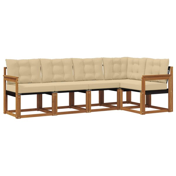 vidaXL Ensemble de canapés d'extérieur 5 Pièces Naturel et Beige